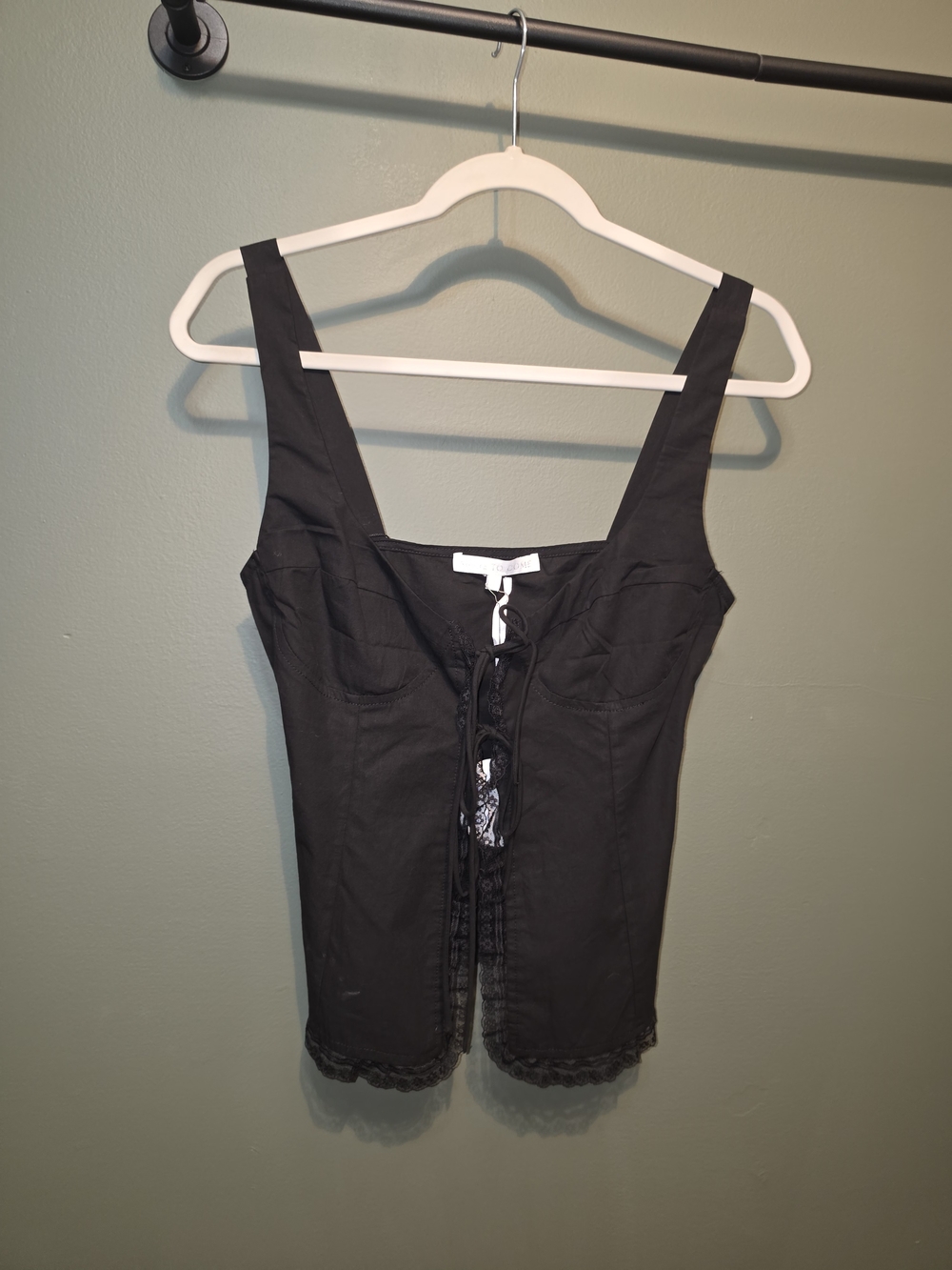 Black Lace-Trim Corset-Style Camisole Tank